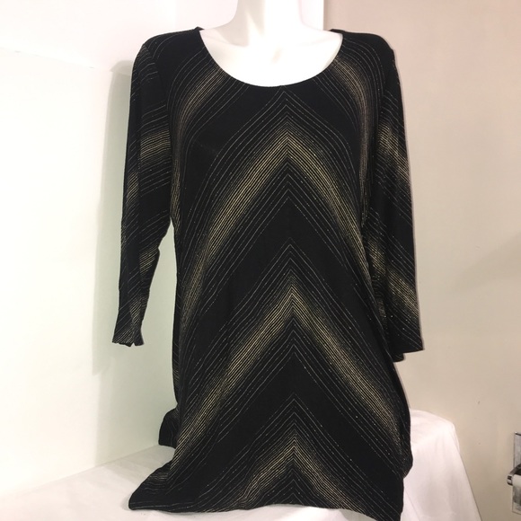 🧩Soma Black Gold Glitter StripedRayon Loungewear - Picture 2 of 10